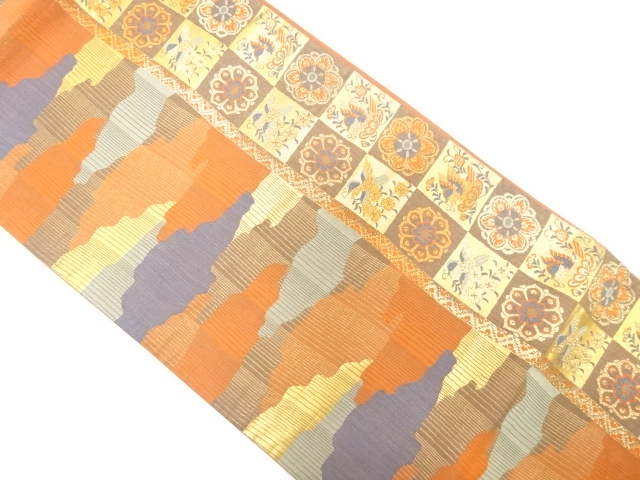 JAPANESE FUKURO OBI / WOVEN FLOWER & BIRD